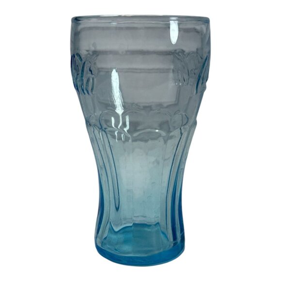 Coca-Cola Embossed Blue Glass Tumbler 16 Oz Vintage Style Drinkware - Picture 4 of 6